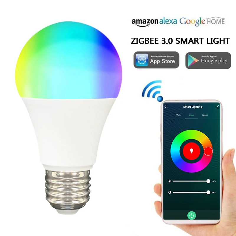 

Wi-Fi, умный светильник лампочка E27 цветная (RGB) Светодиодная лампа работа с Alexa/Google Home AC100-240V RGB + белый с регулируемой яркостью таймер Функция во...