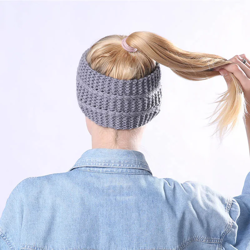 Calymel Fashion Women Solid Knit Wool Headband Earmuffs Warm Woolen Crochet Turban Handmade Wide HeadWrap |