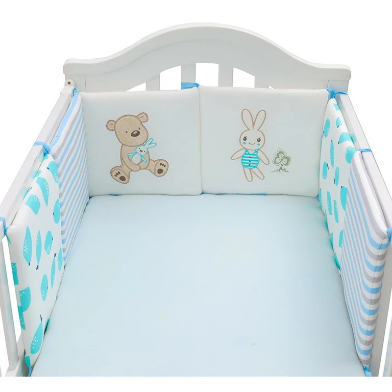 6pcs Baby Bed Bumper Cute Animal Pattern Crib Bumper Infant Cot Protector For Newborn Baby Bedding Set Pillow Soft Cushion