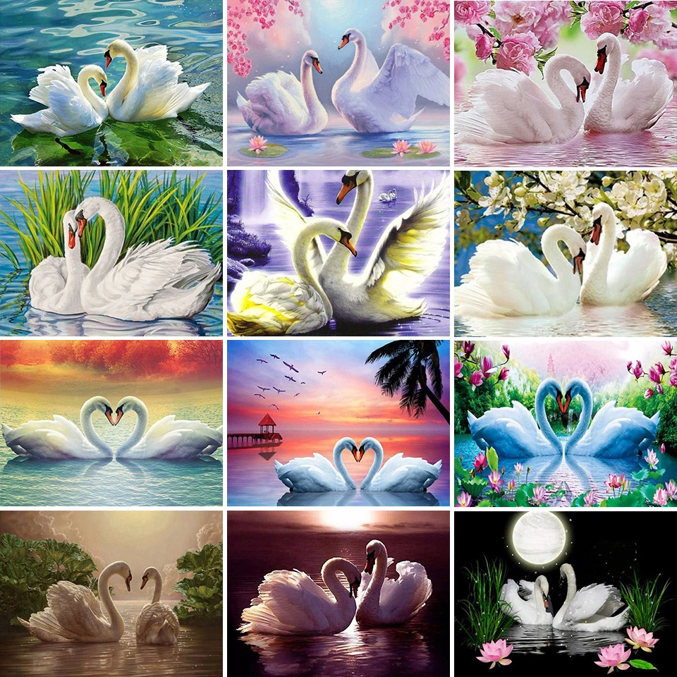 5D алмазная живопись сделай сам лебедь пейзаж вышивка крестиком полная Алмазная