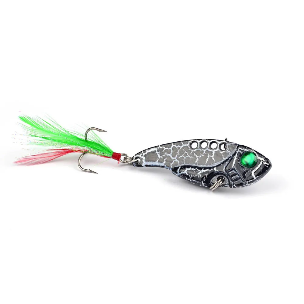 

1pcs Metal VIB 11g/5.5cm Fishing Lure Vibration Spoon Hard Baits with Feather Crankbait Wobbler Swimbait Cicada VIB Tackle