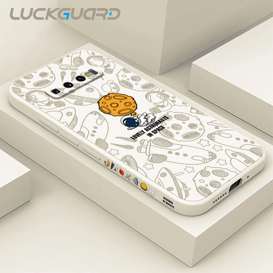 Милый квадратный бампер для телефона с астронавтом чехол Samsung Galaxy S10 S20 Plus S21 S22 Ultra