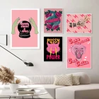 Настенная Картина на холсте Феминистская мода розовая девушка энергия принты плакат девушки подарок современные картины для гостиной спальни Декор