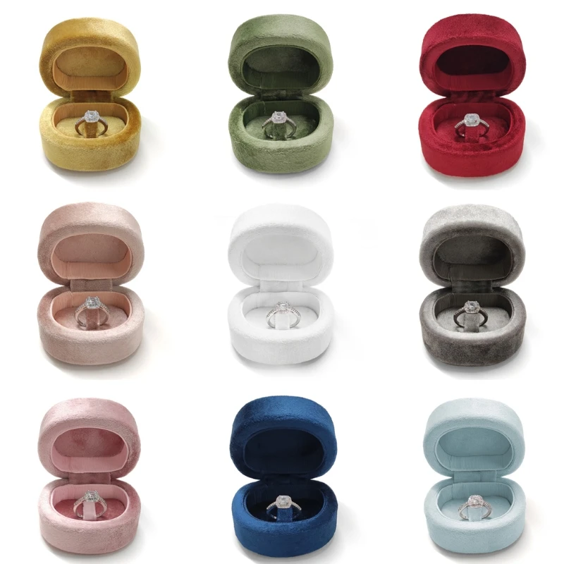 

XXFD D Shaped Velvet Ring Box Wedding Engagement Rings Organizer Jewelry Gift Display