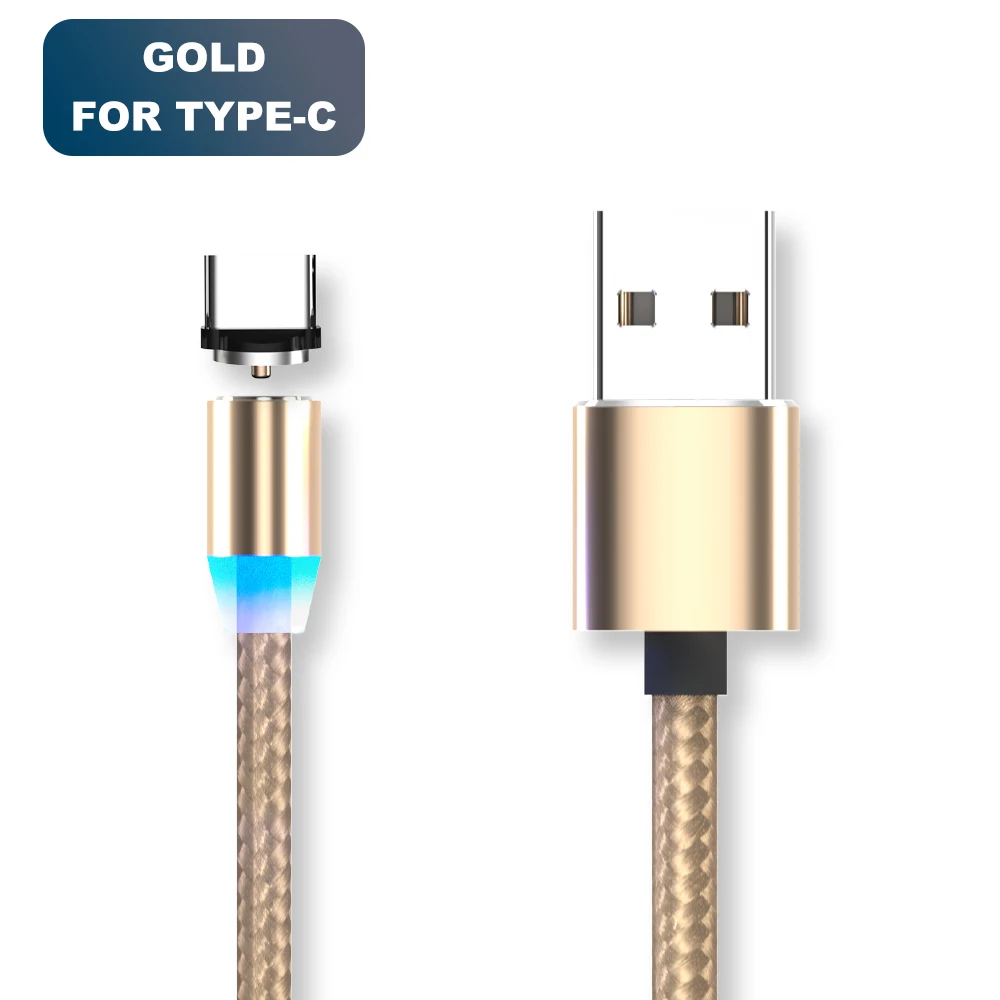 Gold for Type C Vanniso 1 м 2 м Магнитный USB кабель для iPhone X samsung xiaomi магнитное зарядное устройство Micro usb type C мобильный телефон Быстрая зарядка USB шнур - Цвет: Gold for Type C
