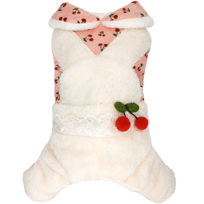 Зимняя одежда для собак теплый комбинезон милая домашних питомцев из вишни