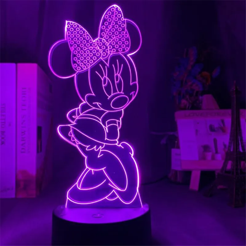 Disney Микки Минни 3d Ночник светильник украшение для спальни Lampara Дети