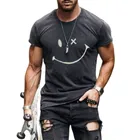 Мужская футболка с коротким рукавом и 3D-принтом улыбающегося лица, Повседневная Свободная летняя быстросохнущая дышащая футболка в стиле ретро с круглым вырезом, новинка 2021