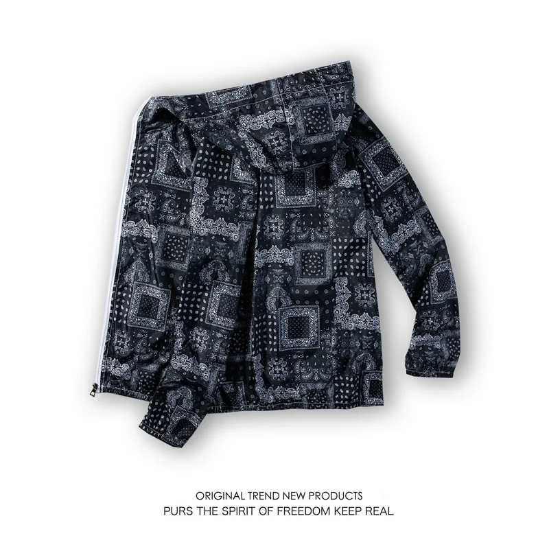 

2021 New Summer Fashion Casual Men's Print Zipper Loose High Street Long Sleeve Men's Casual Jacket