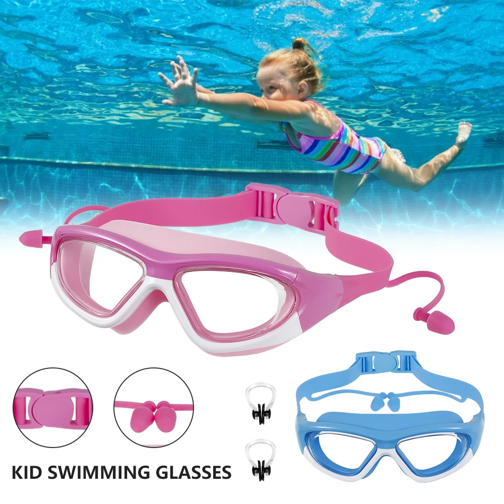 

Swimming Goggles Anti-Fog Anti-Leakage UV Protector Soft Silicone Nose Bridge Prescription Swim Glasses For Kids