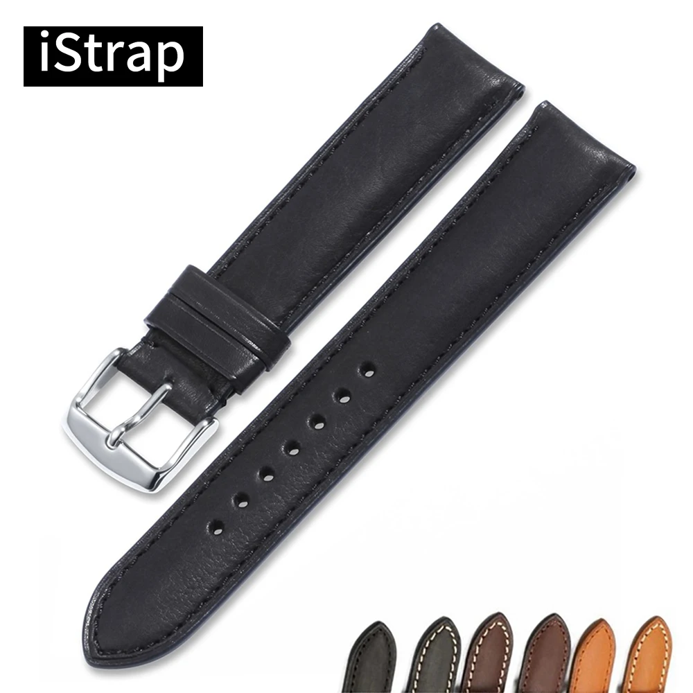 

iStrap 18mm 19mm 20mm 21mm 22mm Black Brown Coffee Watchband Genuine leather Watch band Watch strap for Tissot Seiko Omega IWC