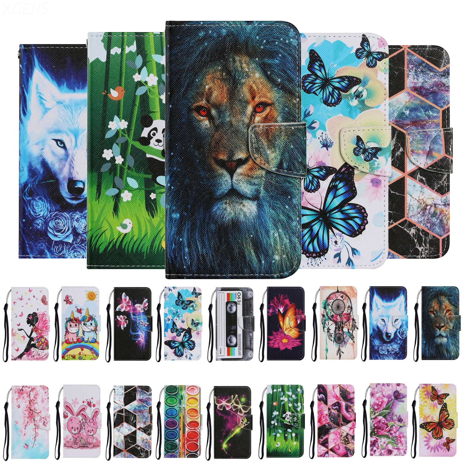 Кожаный чехол для iPhone 6 6S 7 8 Plus 11 12 Pro X XS XR Max SE 2020 книжка с рисунком бабочки и