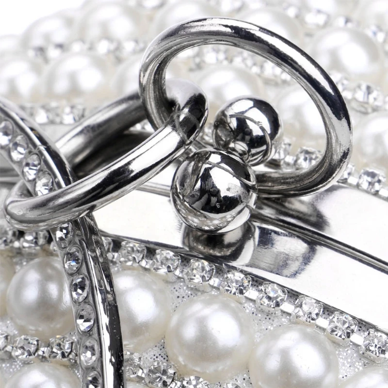 

Womens Evening Bag Round Ball Wedding Party Handbag Artificial Pearl Purse J60D