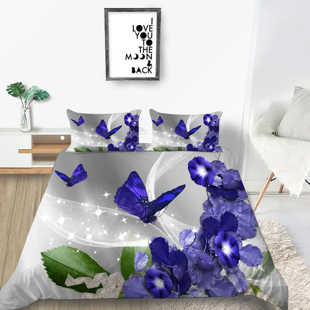 Комплект постельного белья с фиолетовыми цветами для девочек Классический