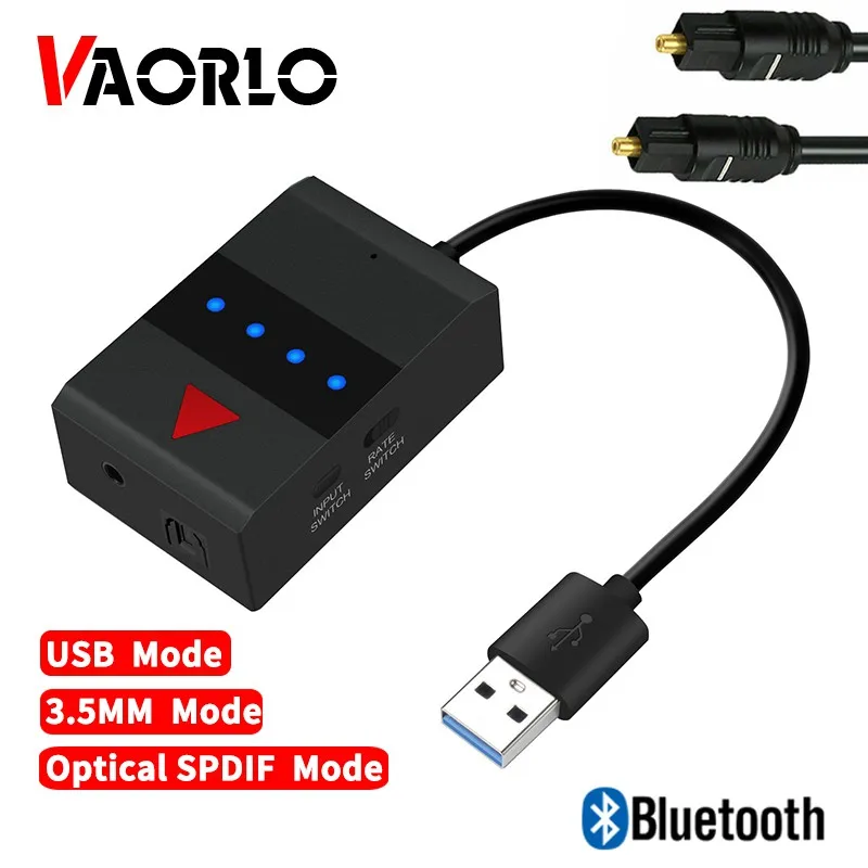 

Bluetooth аудио передатчик VAORLO 3-в-1 USB 3,5 мм AUX оптический волоконный SPDIF стерео музыкальный беспроводной адаптер для ТВ ПК PS4 XBOX BT