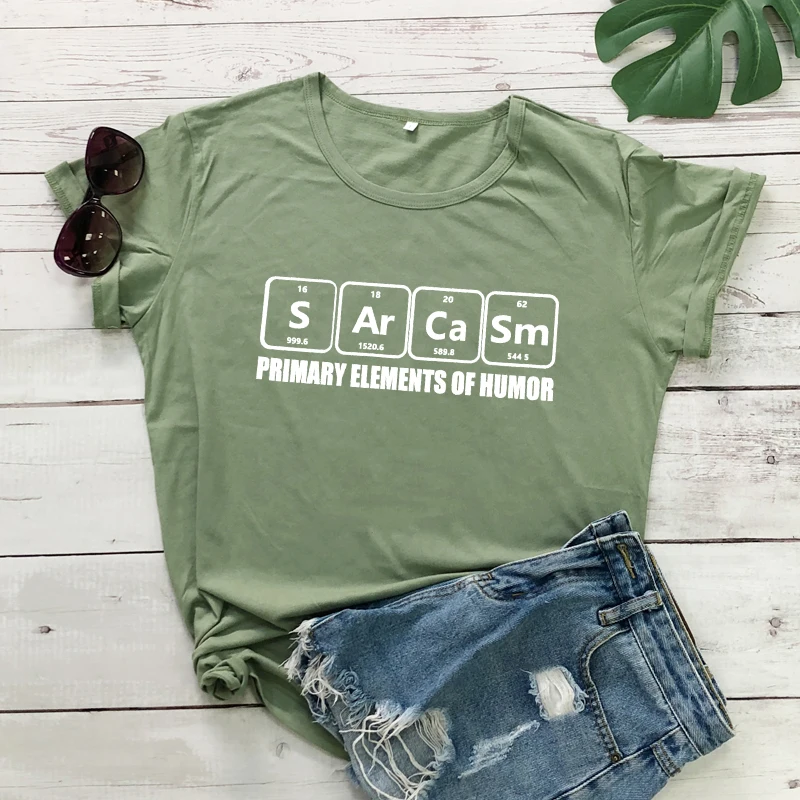 olive-white text Sarcasm Primary Ele Мужская футболка ts Of Humor Повседневная летняя футболка с круглым вырезом и принтом в виде стола мужские футболки Женская графическая забавная футболка - Цвет: olive-white text