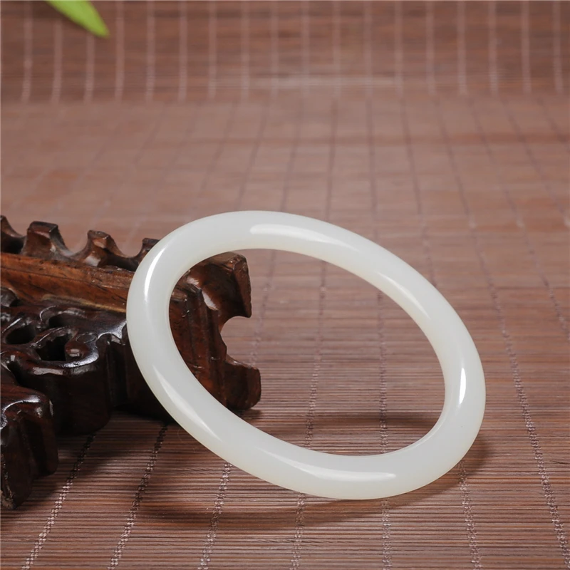 Китайский белый нефритовый браслет 54-64 мм очаровательные ювелирные изделия