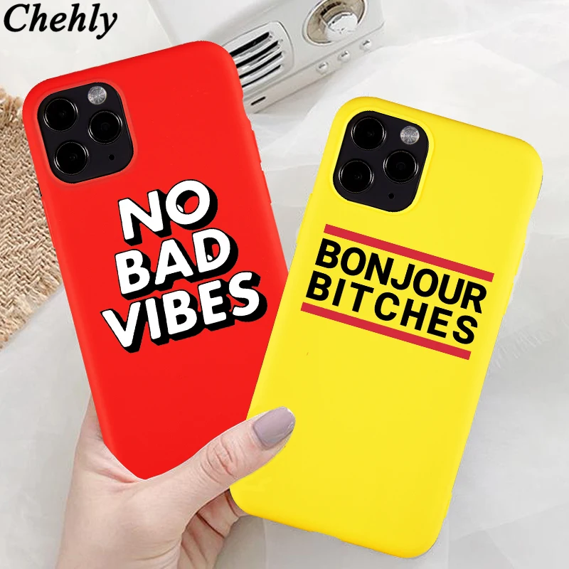 no bad vibes phone case for iphone 6s 7 8 11 12 mini plus pro x xs max xr se cases soft silicone fitted phone accessories cover free global shipping