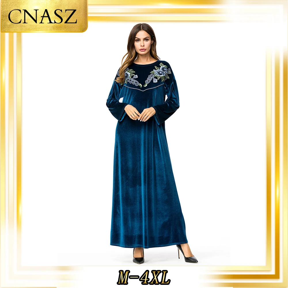 Abaya турецкое осенне зимнее корейское кашемировое платье с ручной вышивкой модная