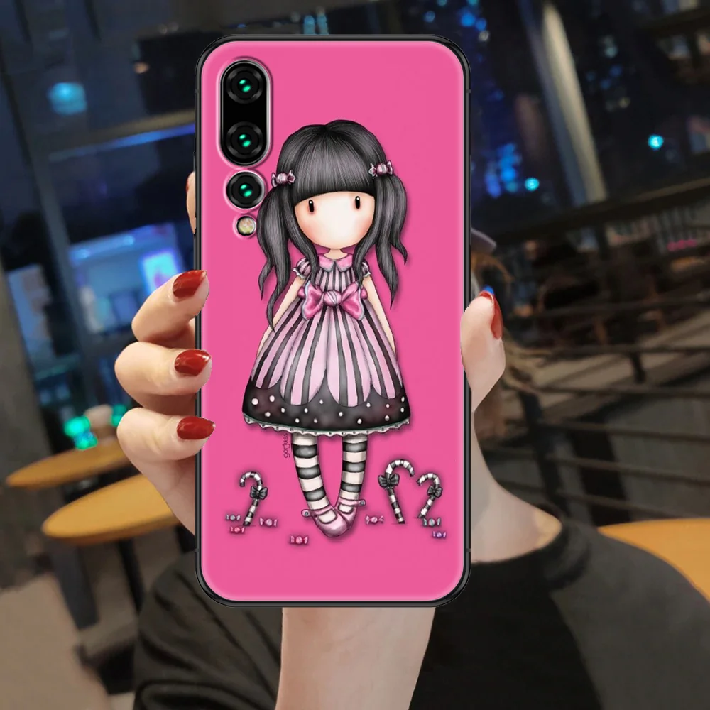 

Santoros cartoon Gorjuss Phone case For Huawei P Mate P10 P20 P30 P40 10 20 Smart Z Pro Lite 2019 black painting coque 3D shell
