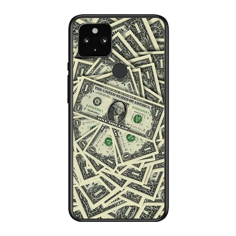 

Money Banknote Dollar Soft TPU Silicone Black Cover For Google Pixel 5 4A 5G 4 XL Phone Case