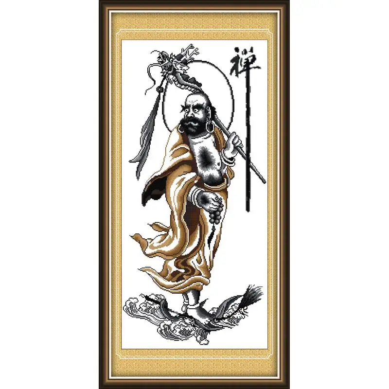 Bodhidharma статуя Будды китайский Счетный Печатный холст вышивка крестиком diy наборы