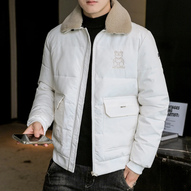 

Новая мужская зимняя куртка, толстая парка с отложным воротником, мужские пальто, Повседневная Теплая Флисовая хлопковая куртка с меховым в...