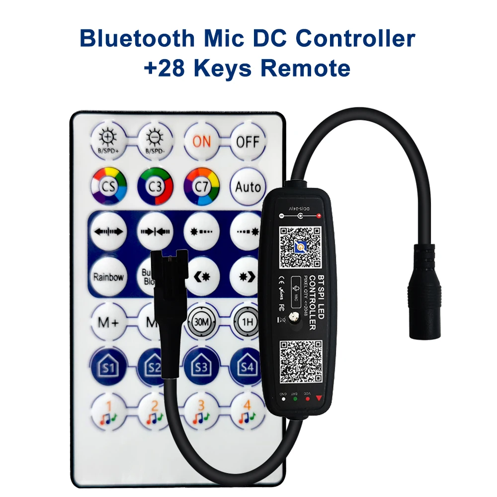 

Magic Home Bluetooth LED Pixels Controller With 28Keys Remote DC/USB Music Controller For WS2812 SK6812 WS2811 Strip DC5-24V