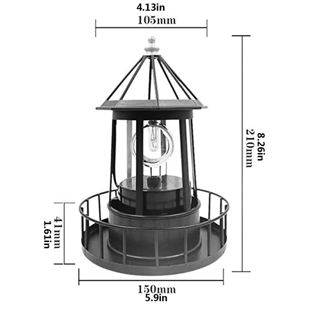 

Led Solar Powered Rotating Lighthouse Outdoor Courtyard Waterproof Solar Hanging Lamp For Patio Fence Garden