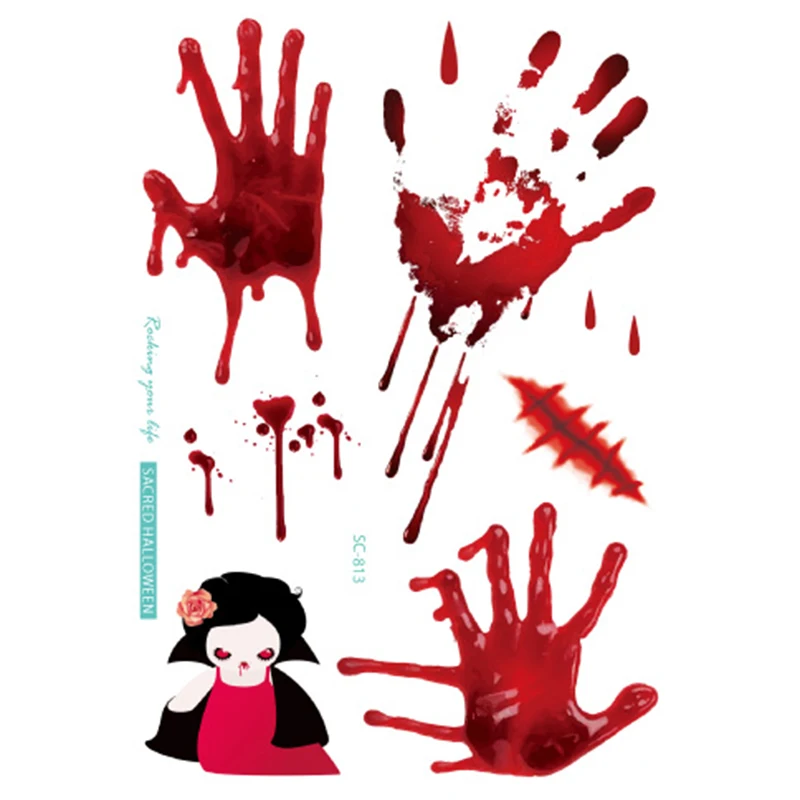 Оптовая продажа легкие реквизиты для Хэллоуина татуировки стикеры экологичные