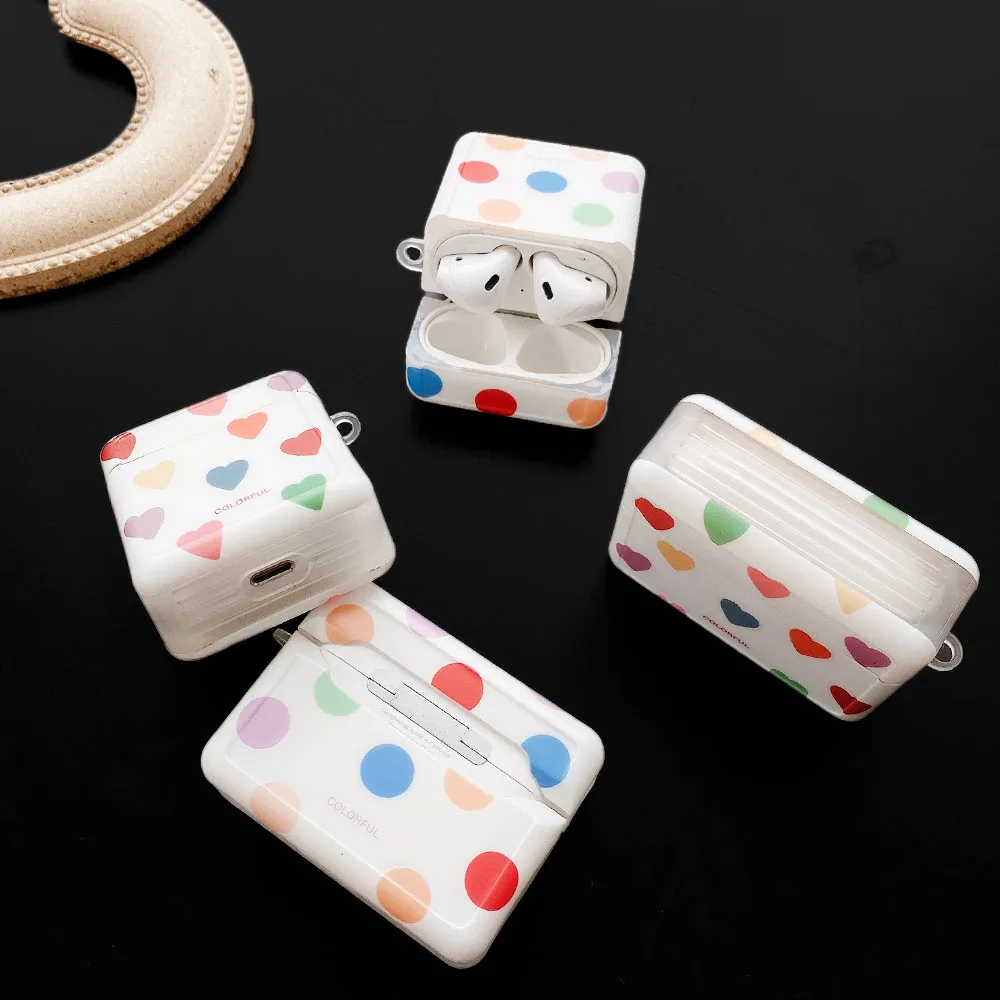 

Colorful Heart-shaped Wave Dot Protective Case for AirPods 2 Cute Soft Silicone Earphone Accessories for AirPods 1 2 Airpod Case
