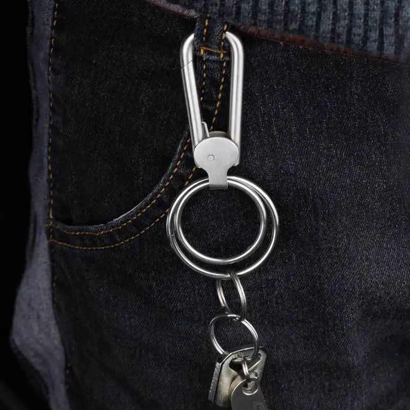 

304 stainless steel keychain simple keychain ring insurance buckle waist creative keychain