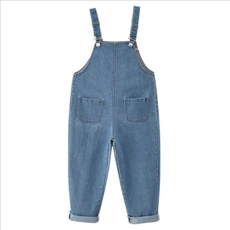 Детский джинсовый комбинезон повседневный для девочек с карманами