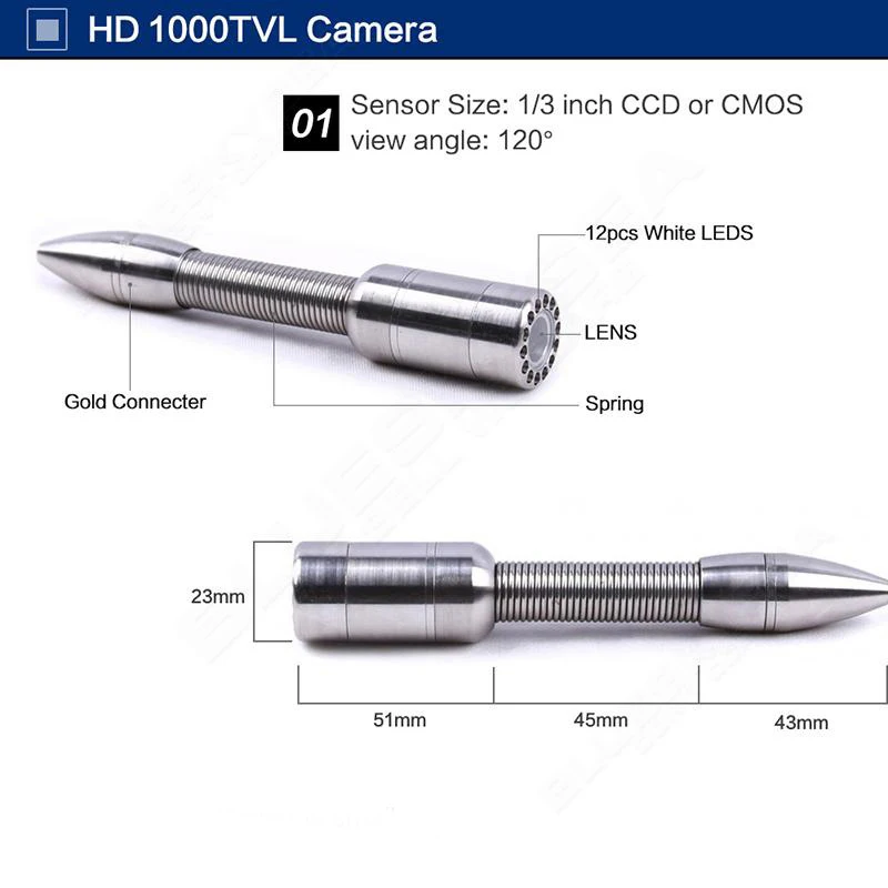 Эндоскопическая камера с 7-дюймовым экраном промышленный бороскоп 20 м 30 23 мм