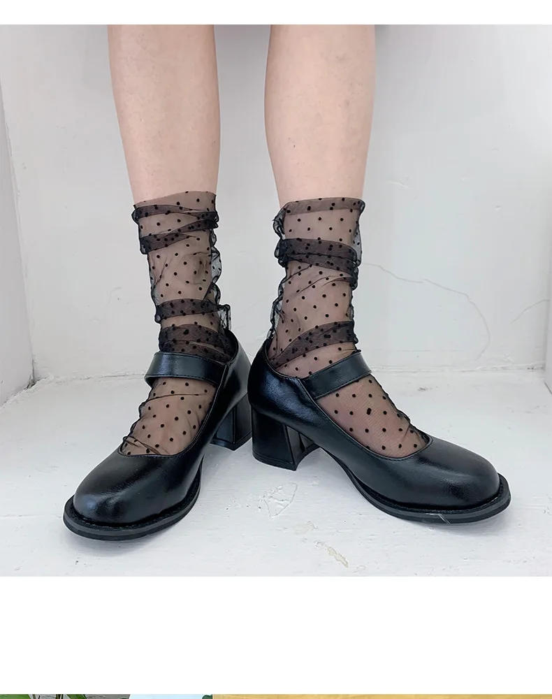 

Korean Style Women Summer Fashion Mesh Silk Socks Girls Japanese Dress Socks Dot Socks Fairy Thin Transparent Socks Harajuku