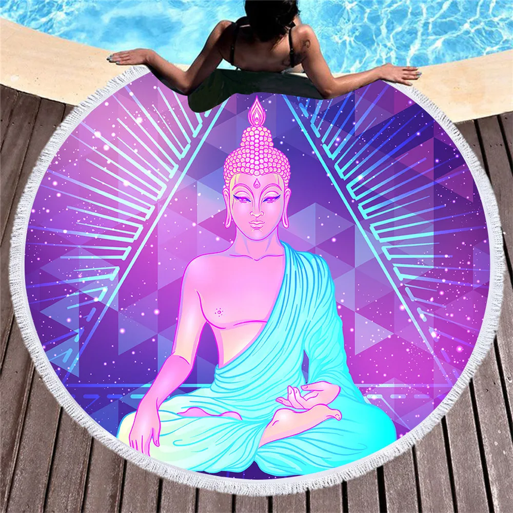 Круглое пляжное косметическое полотенце Будды коврик для йоги с кисточками