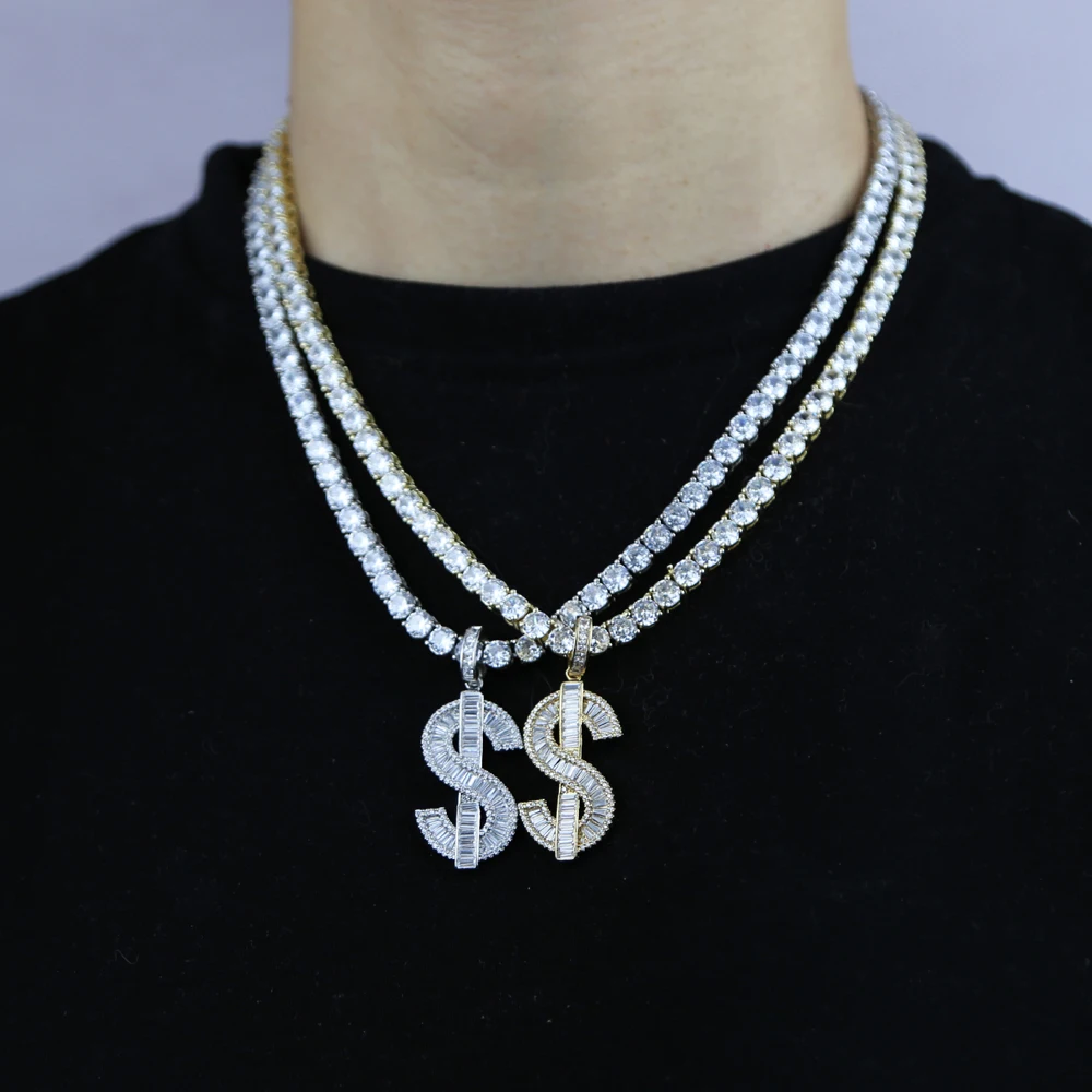 

Big Money Dollar 5A Cz tennis chain Necklace Statement Choker for Women Fashion Crystal Collar Necklace Chain Hip Hop Jewelry