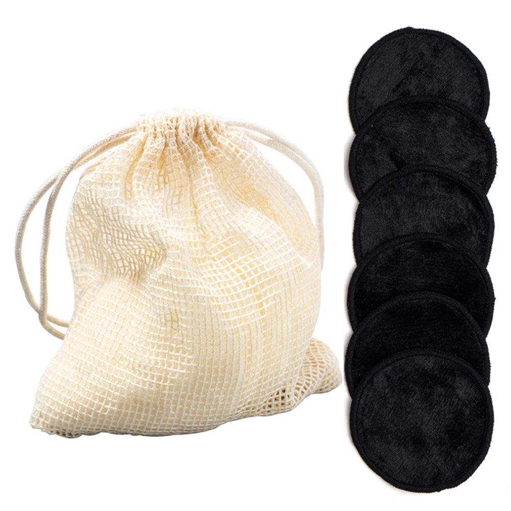 

12 Pcs/Pack Reusable Bamboo Fiber Washable Makeup Remover Pads Cotton Bag Rounds Cleansing Facial Pad Skin Care Cosmetic Tools
