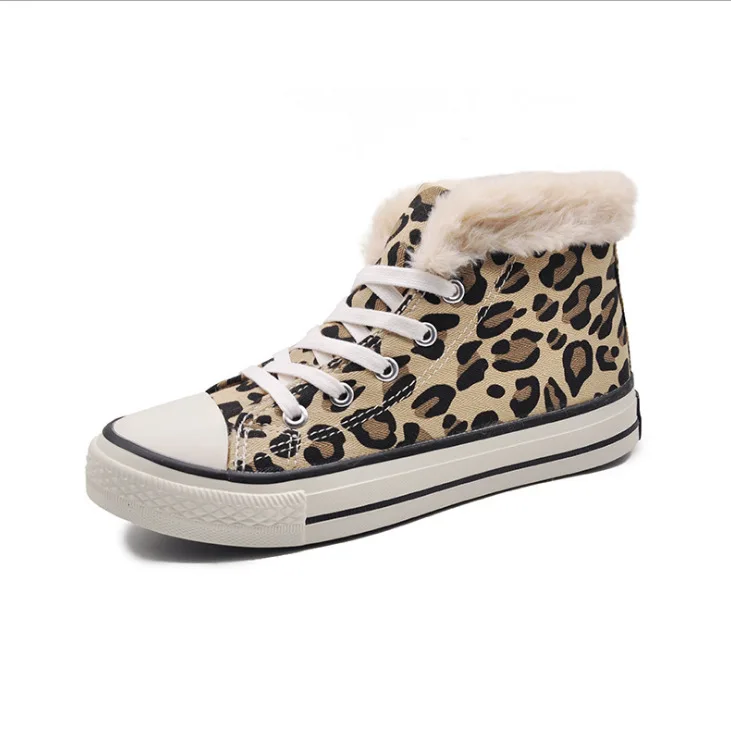 leopard(01) DAHOOD/женские зимние ботинки; коллекция года; модная бархатная Повседневная парусиновая Обувь На Шнуровке; женские короткие ботинки на плоской подошве; Размеры 35-43 - Color: leopard(01)