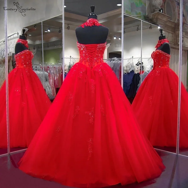 Милое красное платье для Quinceanera 16 дюймов 2020 милое кружевное бальное с аппликацией