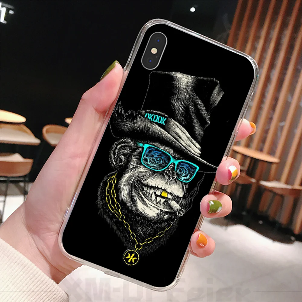 Reayou Monkey Gorilla Ape Baby Drawing TPU Soft Rubber Phone Cover for iPhone 11 pro XS MAX 8 7 6 6S Plus X 5 5S SE XR cover | Мобильные
