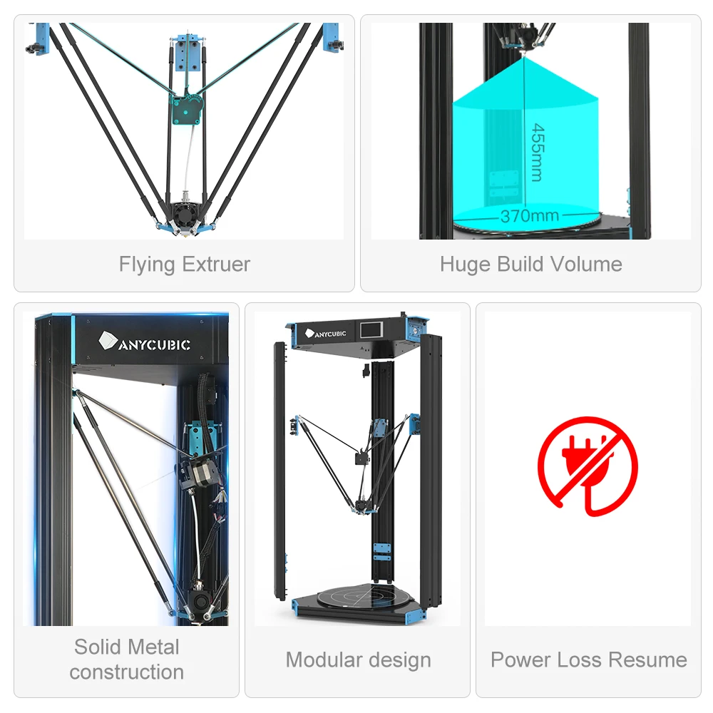 ANYCUBIC Predator 3d принтер коссель большой объем сборки новейший ультрабасный предварительно собранный настольный 3d принтер комплект 3d drucker