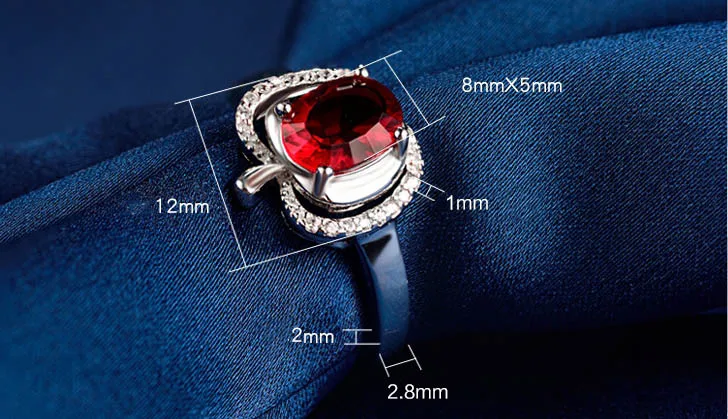 Bague Ringen Настоящее 925 пробы Серебряное кольцо с 8*5 мм Роскошный натуральный рубин Gestone обручальное кольцо свадебный подарок