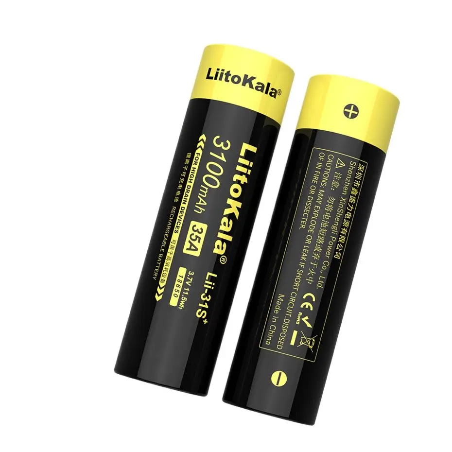

LiitoKala Lii-31S 18650 Battery 3.7V Li-ion 3100mA Instant Maximum 35A Power Battery For High Drain Devices.