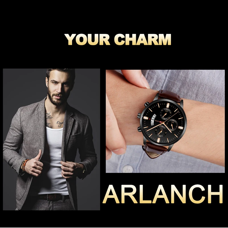 Top Luxury Brand Men Watches Business Casual Watch Leather Steel Strap Quartz Wristwatch Calendar Clock Relogio Masculino Male | Наручные