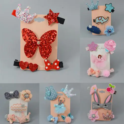 5 шт./компл. детские заколки для волос с мультяшными животными карточка из ткани