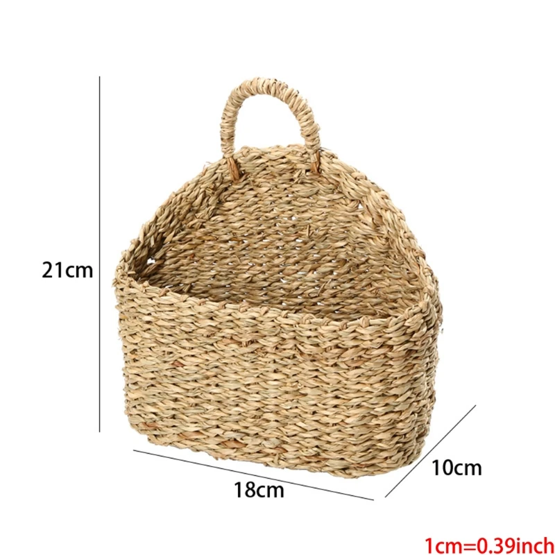 

W3JA Grass Hand Woven Wall Basket Hanging Plant Flower Pot Laundry Toy Storage Basket