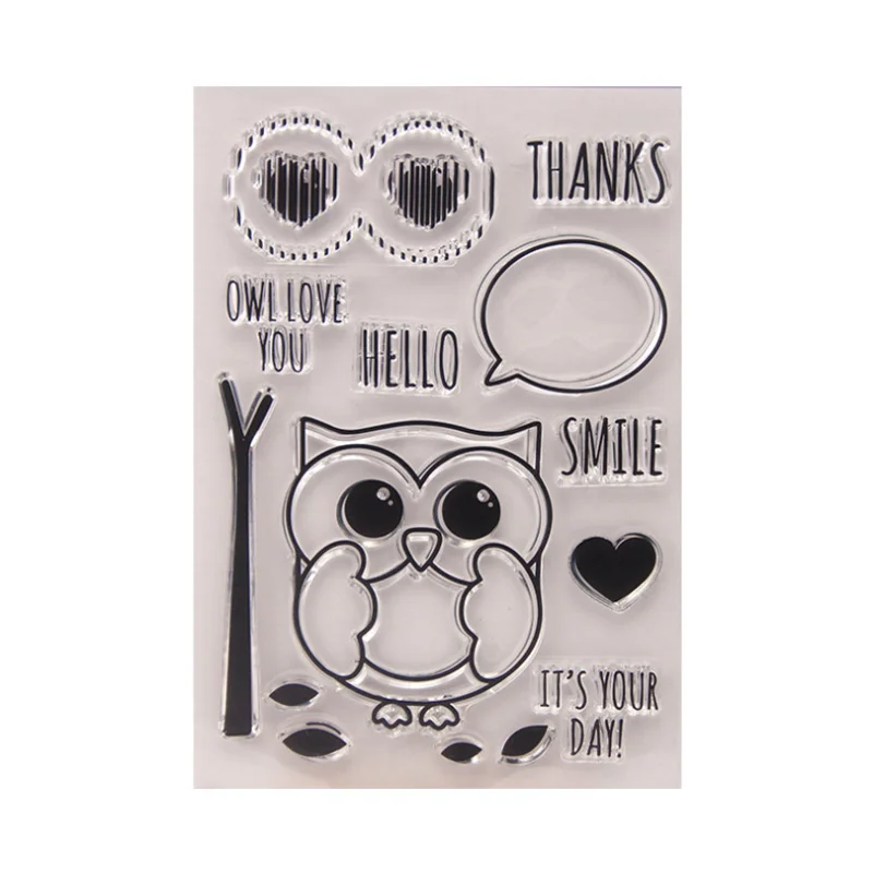 

1 Sheet Kawaii Owl Transparent Clear Silicone Stamp Seal DIY Scrapbooking Rubber Stamping Coloring Diary Decoration Reusable
