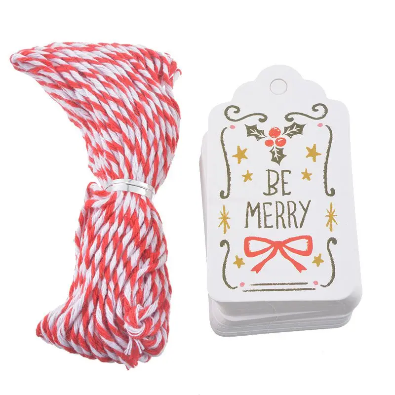 50 шт. бумажные бирки с веревкой DIY ремесло этикетка рождественские украшения