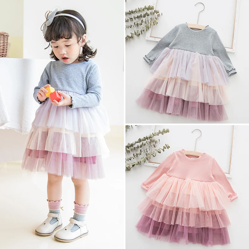 1 Year Girls Dress cupcake Tutu 2020 New Autumn Winter Long Sleeve Mesh girls princess dress Kids Clothes Children Dresses 4T | Детская